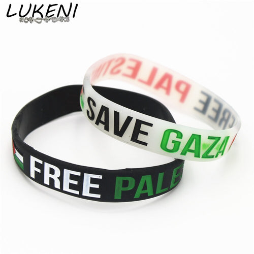 LUKENI 1PC Hot Sale Save Gaza Wristband Free PALESTINE Silicone Bracelets&Banles with Flag Logo Design Women Men Gift SH085