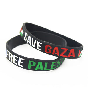 LUKENI 1PC Hot Sale Save Gaza Wristband Free PALESTINE Silicone Bracelets&Banles with Flag Logo Design Women Men Gift SH085