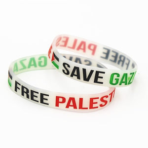 LUKENI 1PC Hot Sale Save Gaza Wristband Free PALESTINE Silicone Bracelets&Banles with Flag Logo Design Women Men Gift SH085